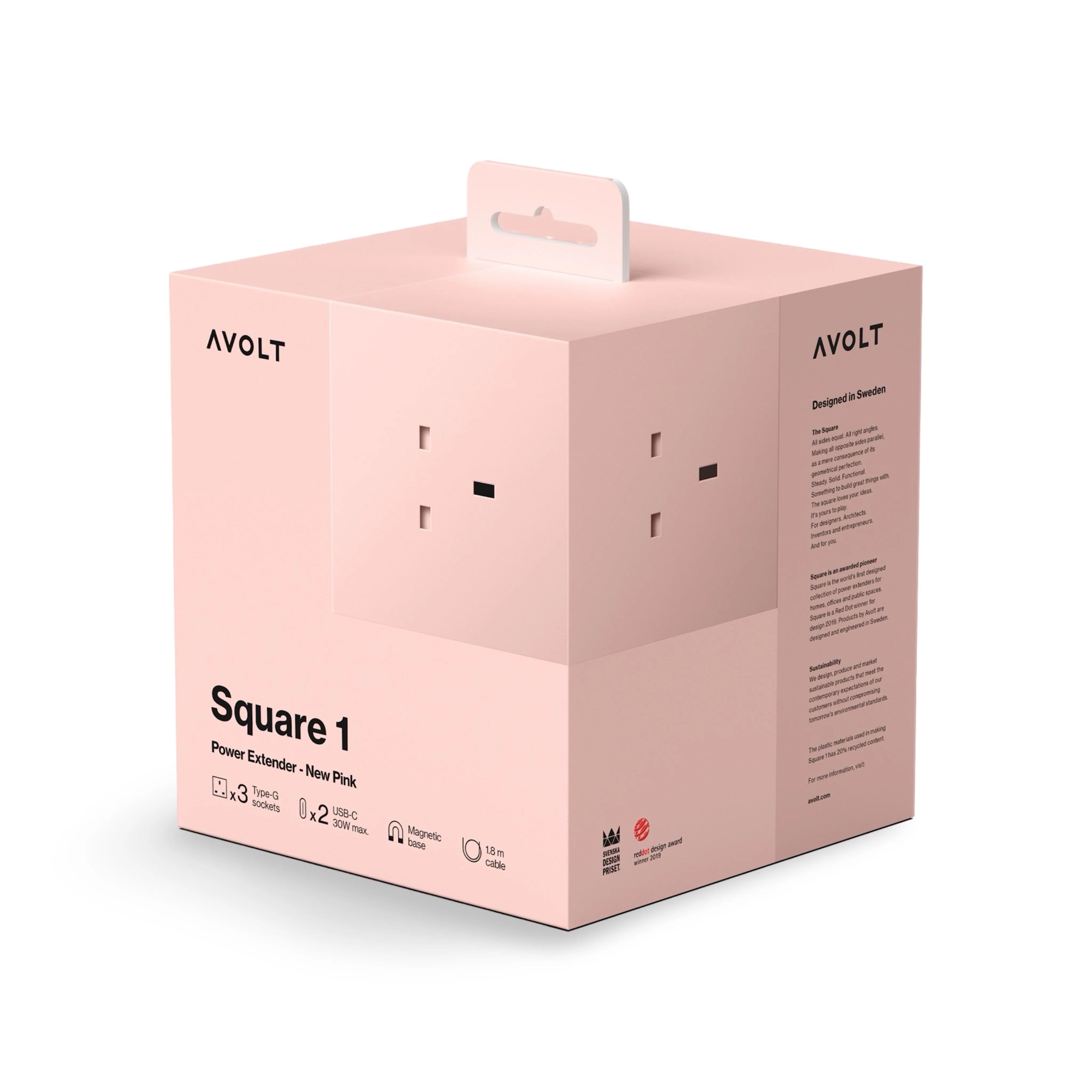 AVOLT Square 1 Power Extension Lead - New Pink - Image 2