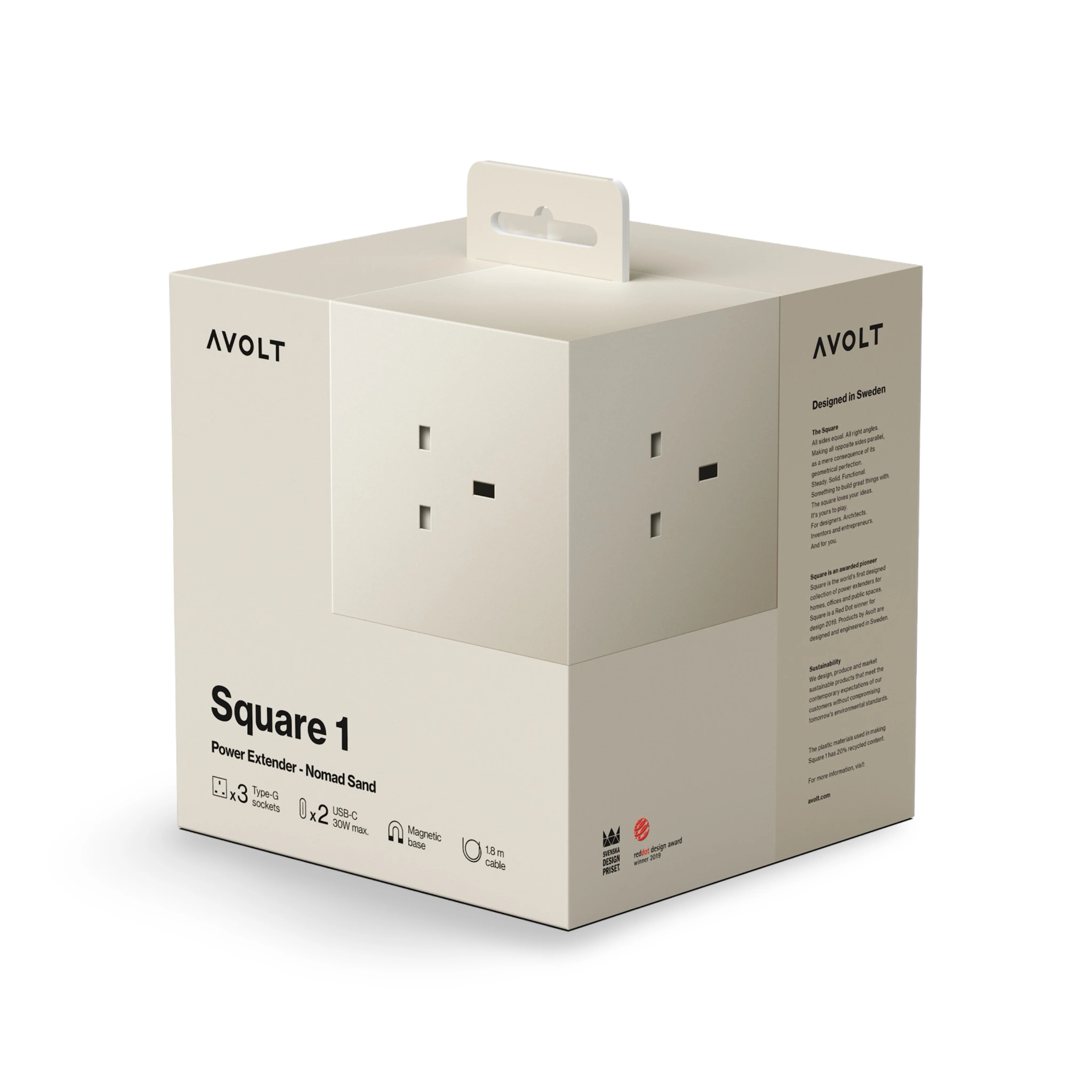 AVOLT Square 1 Power Extension Lead - Nomad Sand - Image 2