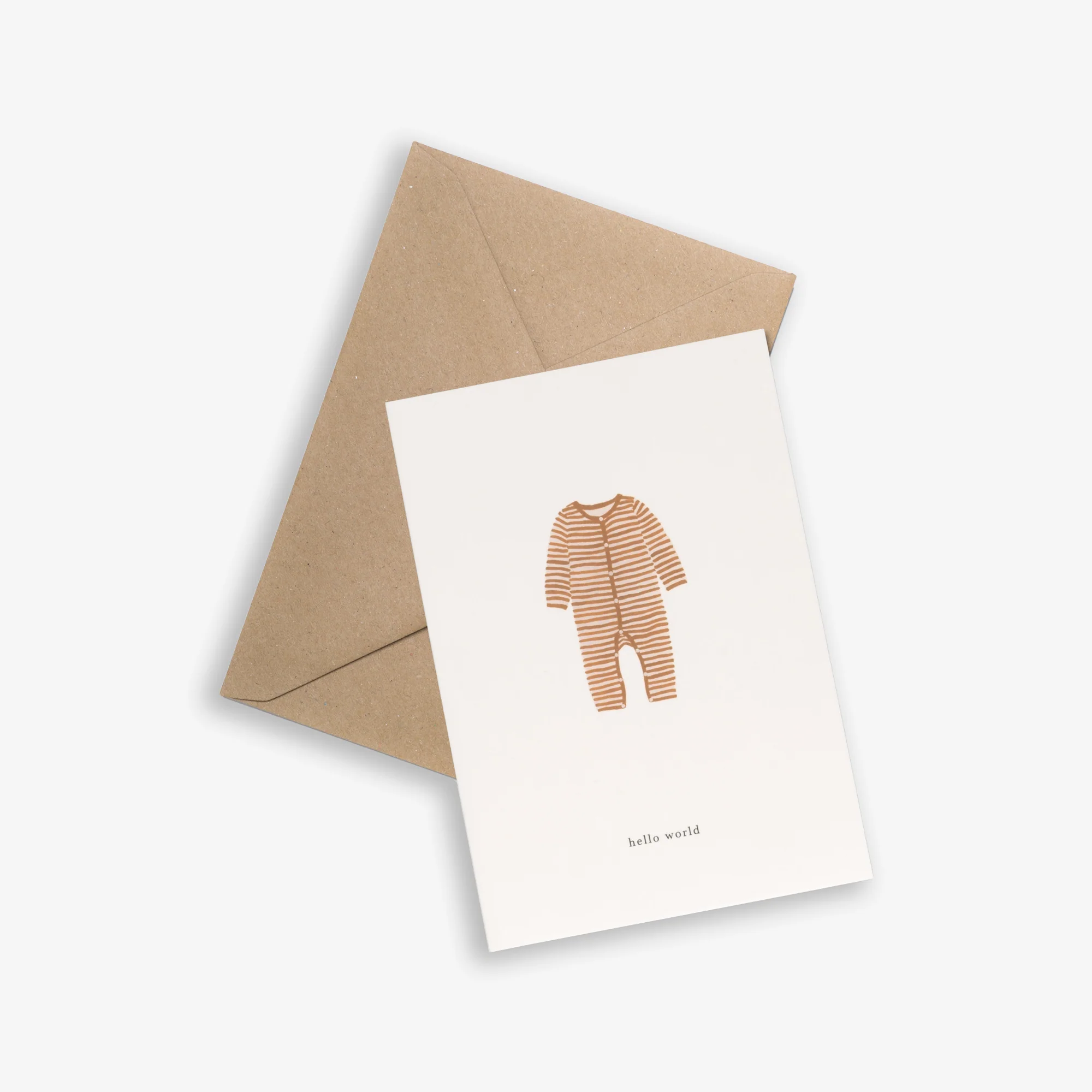 Kartotek Greeting Card - Baby Onesie Ochre (Hello World)