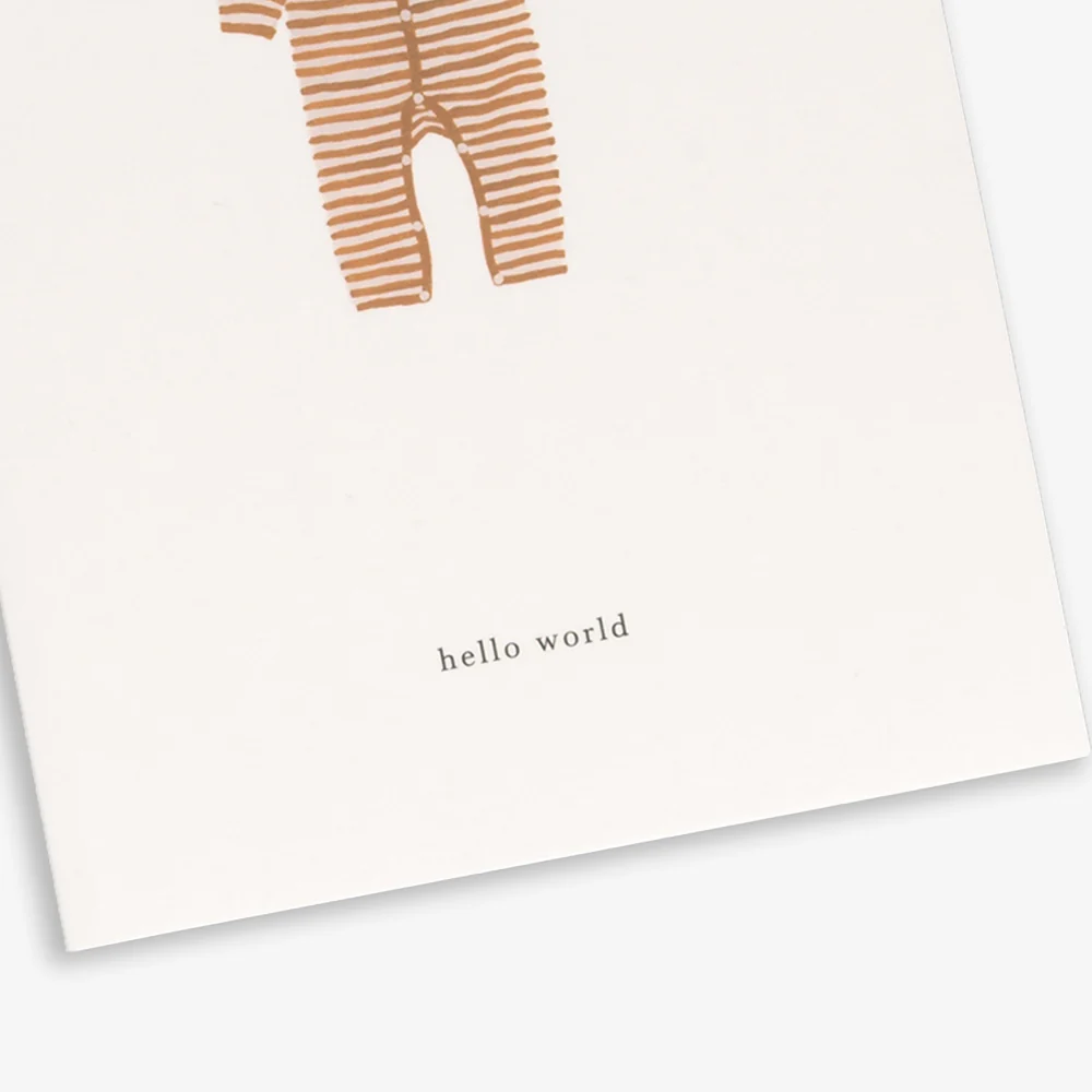 Kartotek Greeting Card - Baby Onesie Ochre (Hello World) - Image 2