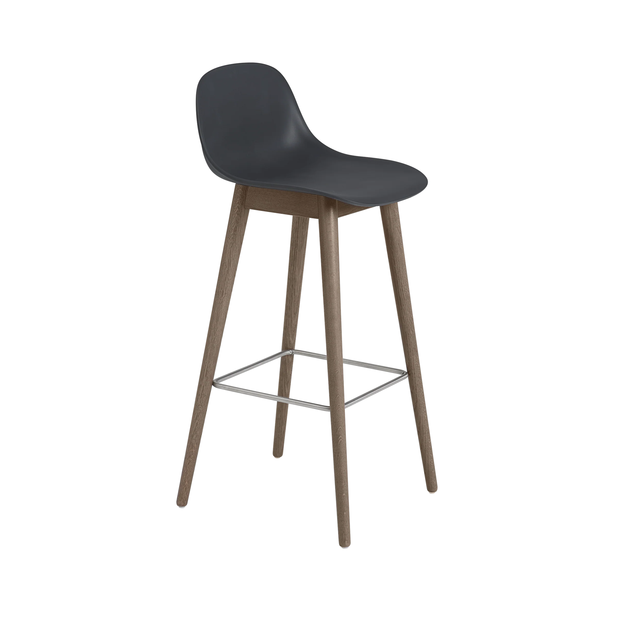 Muuto Fiber Counter & Bar Stool with Backrest - Wood Base - Recycled Plastic - Image 10