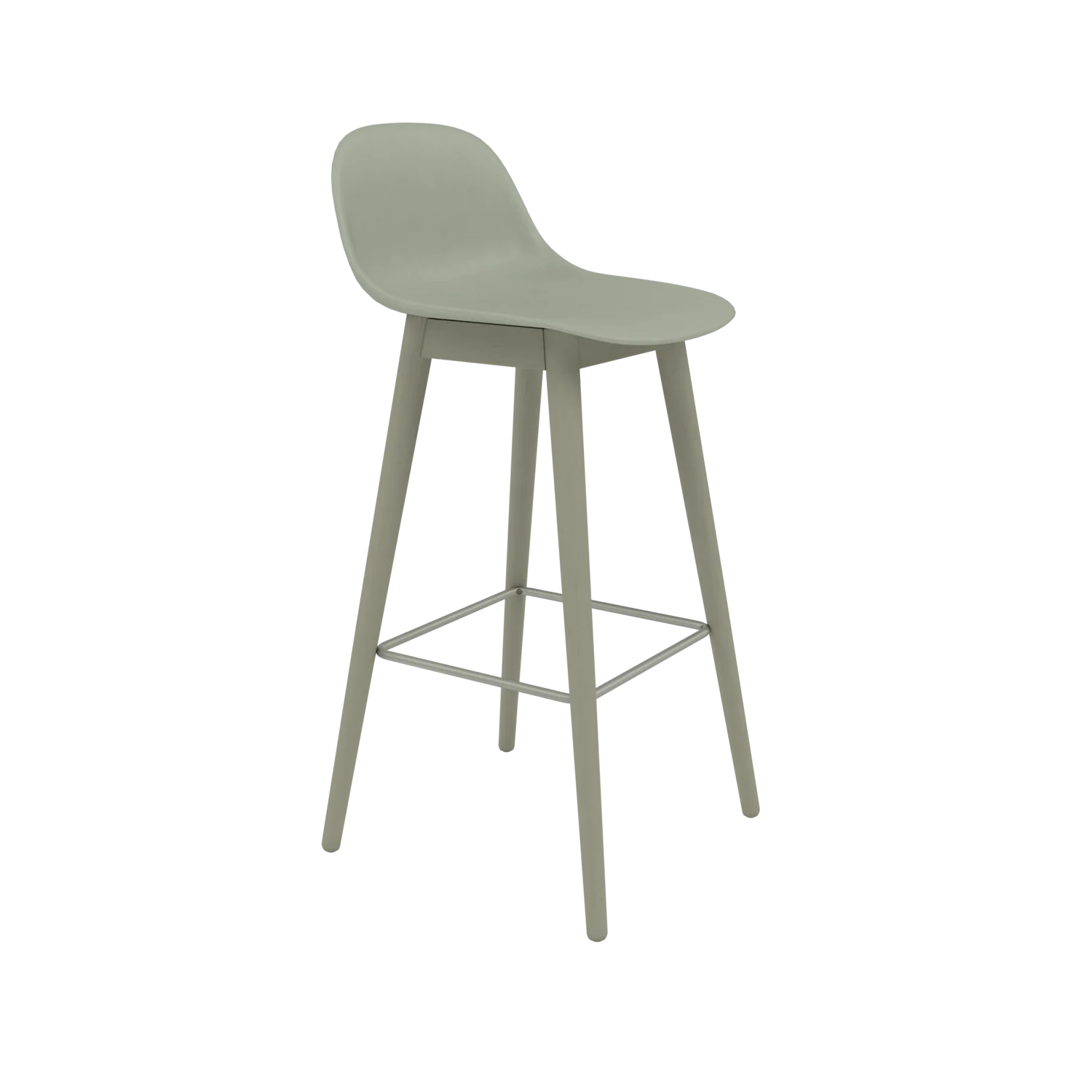 Muuto Fiber Counter & Bar Stool with Backrest - Wood Base - Recycled Plastic - Image 11