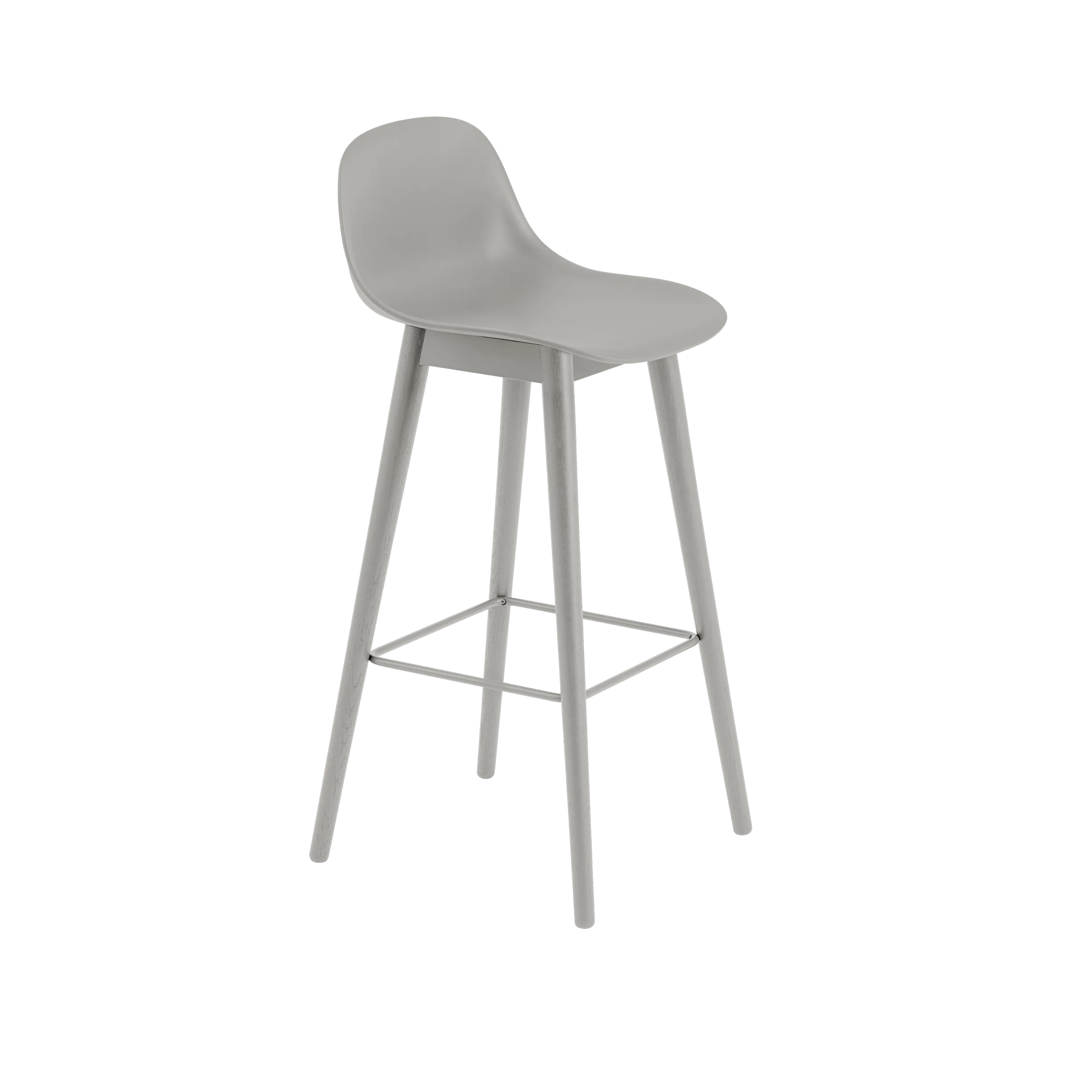 Muuto Fiber Counter & Bar Stool with Backrest - Wood Base - Recycled Plastic - Image 12