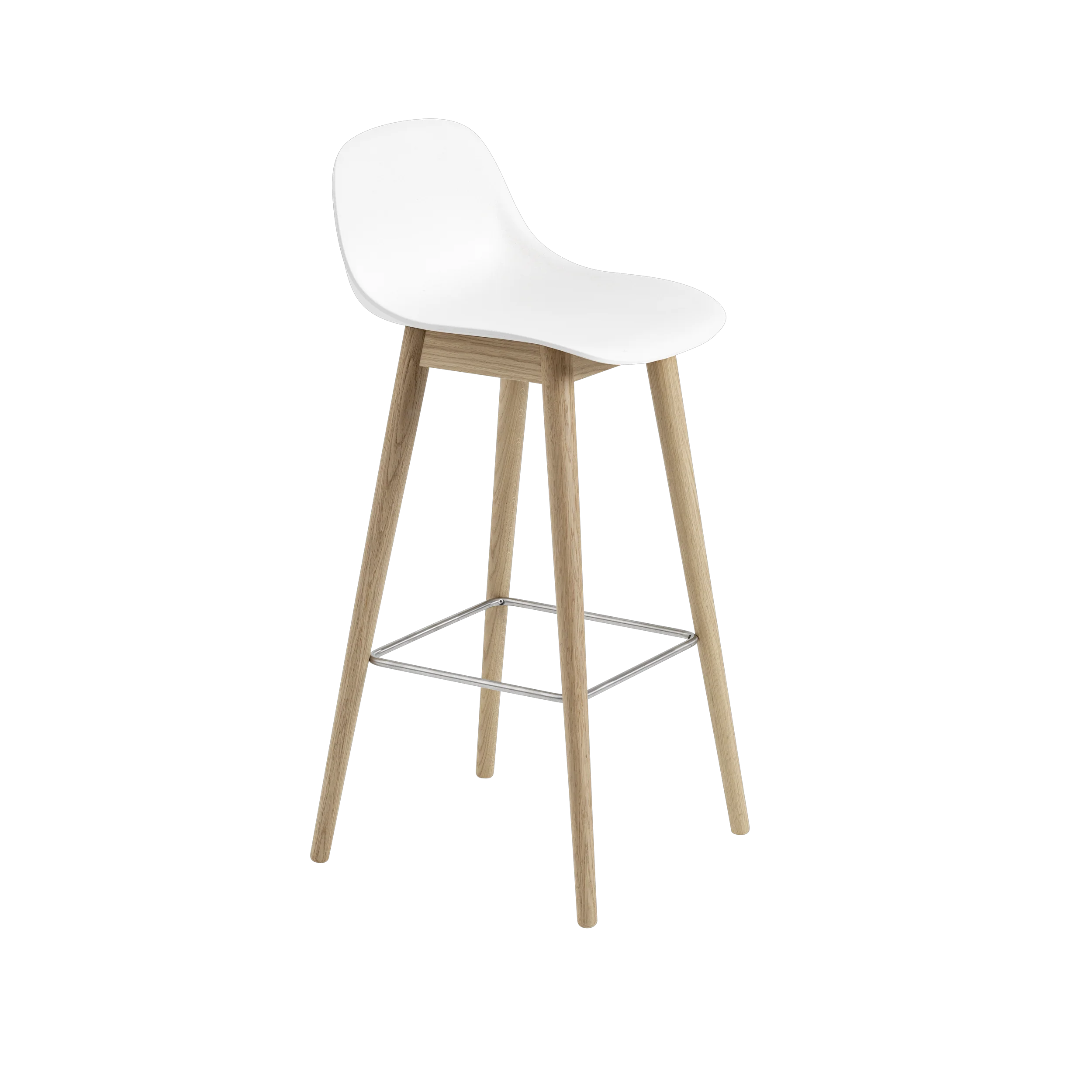 Muuto Fiber Counter & Bar Stool with Backrest - Wood Base - Recycled Plastic - Image 13