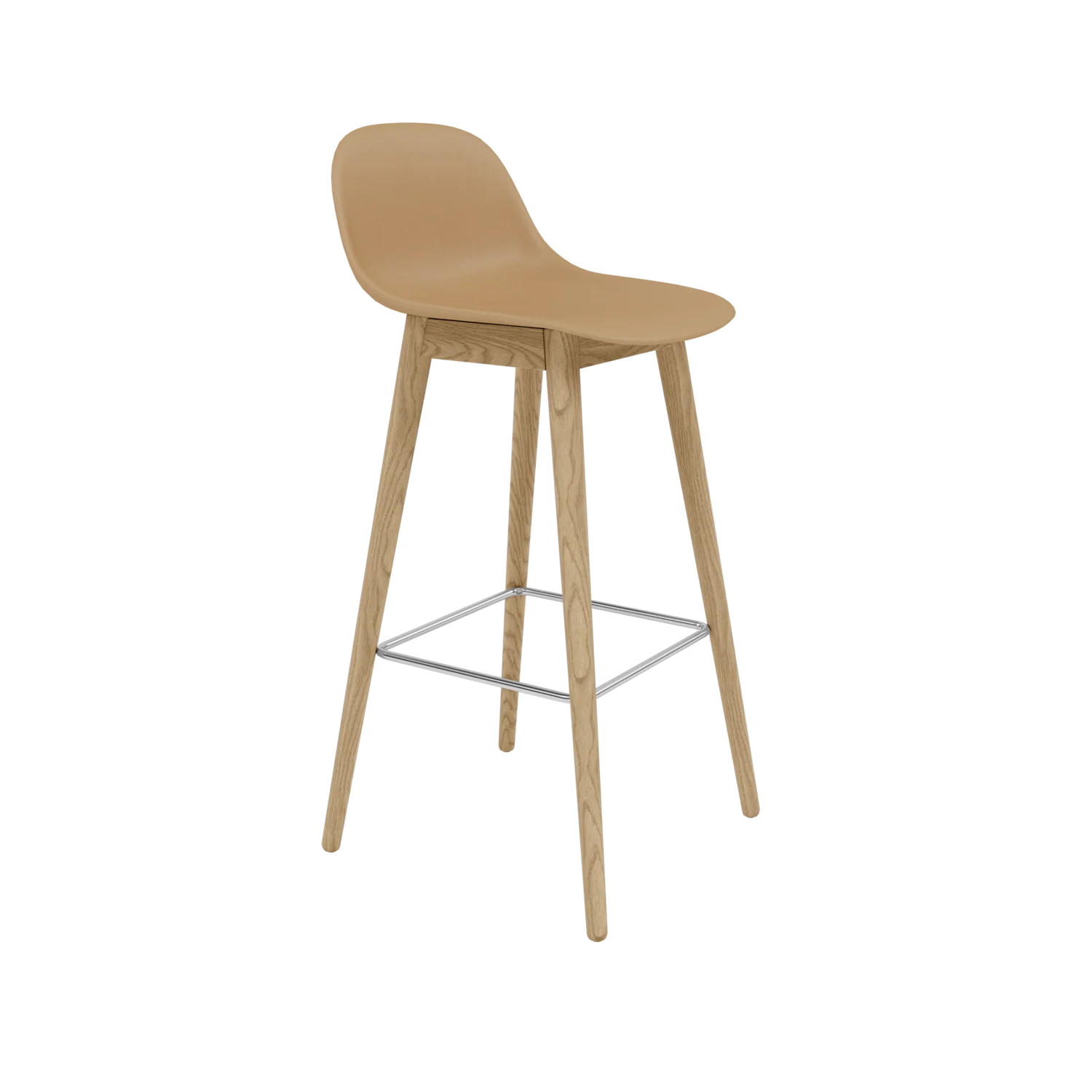 Muuto Fiber Counter & Bar Stool with Backrest - Wood Base - Recycled Plastic - Image 14