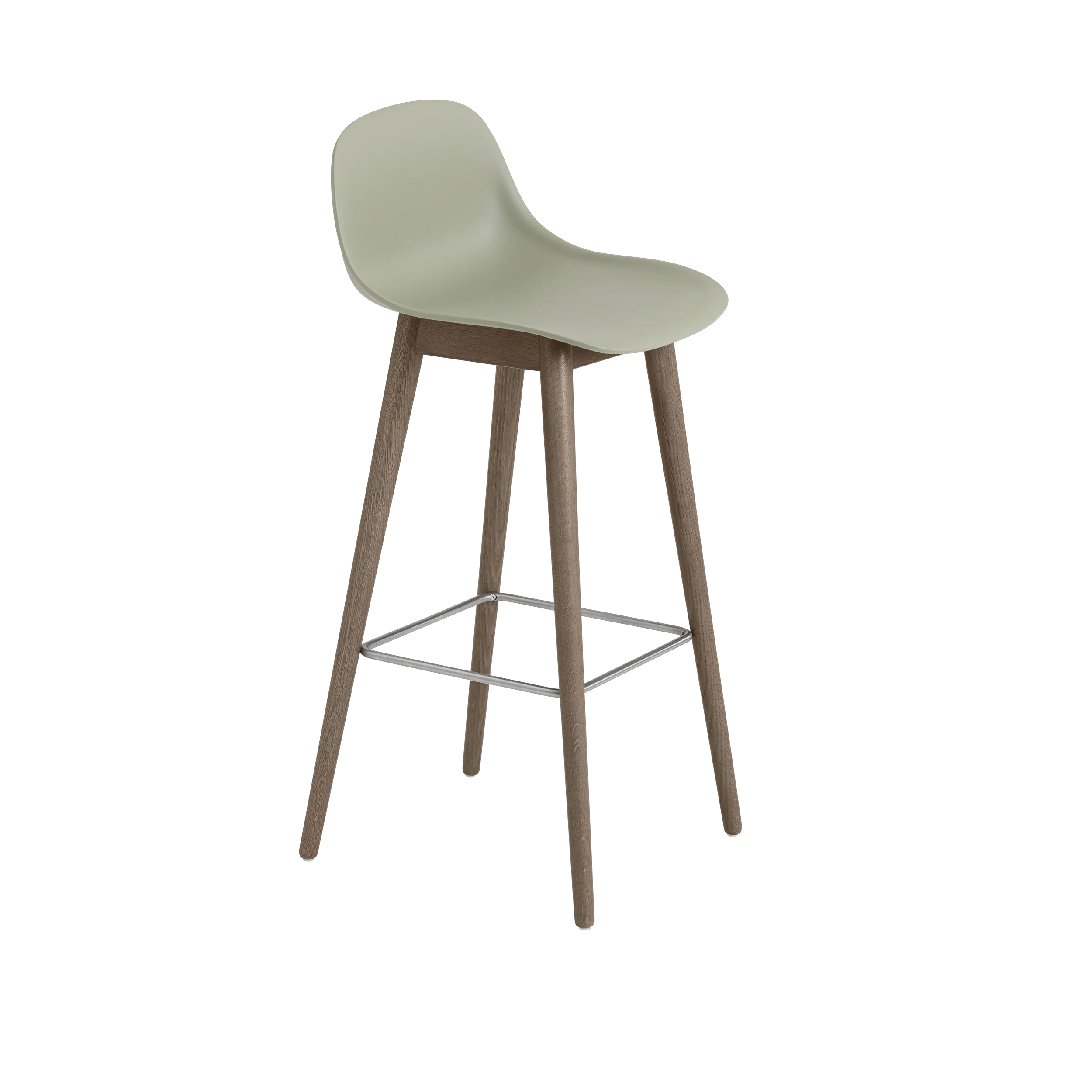 Muuto Fiber Counter & Bar Stool with Backrest - Wood Base - Recycled Plastic - Image 15