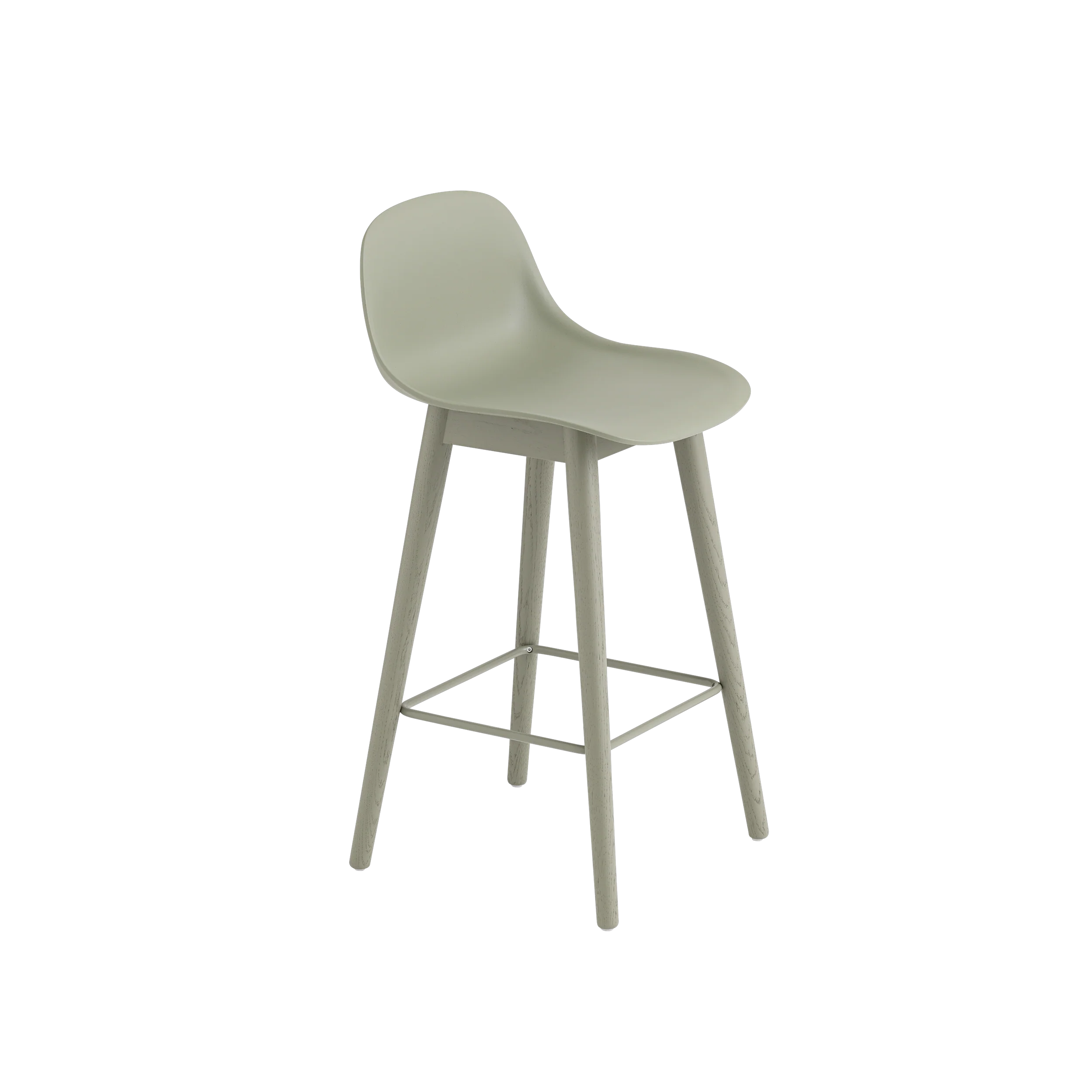 Muuto Fiber Counter & Bar Stool with Backrest - Wood Base - Recycled Plastic - Image 3