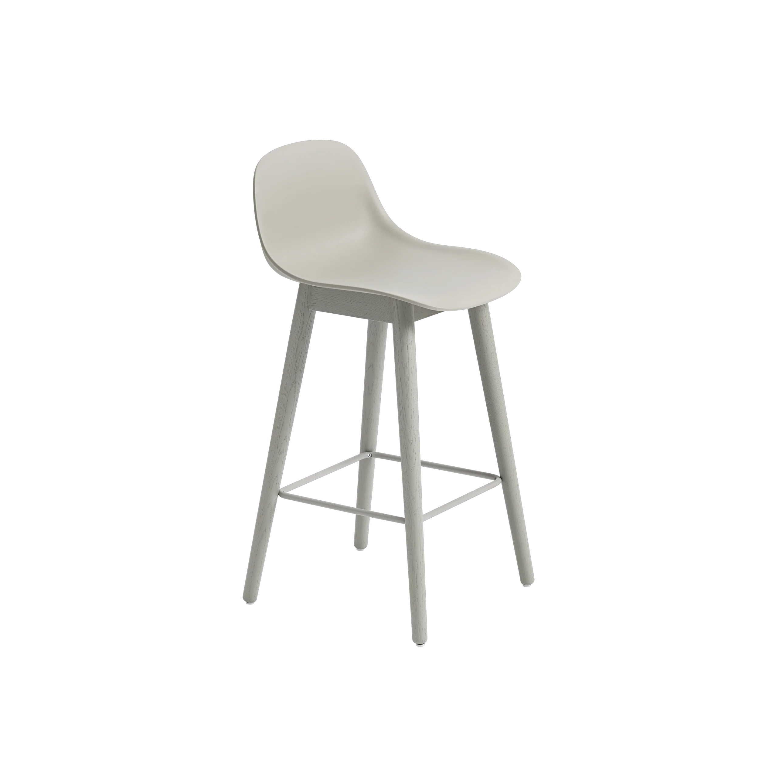 Muuto Fiber Counter & Bar Stool with Backrest - Wood Base - Recycled Plastic - Image 4