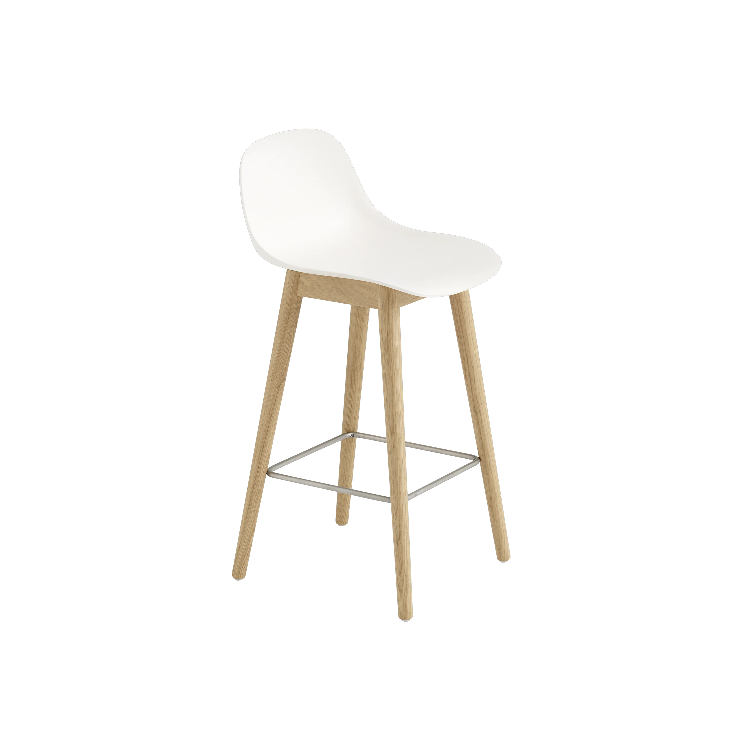 Muuto Fiber Counter & Bar Stool with Backrest - Wood Base - Recycled Plastic - Image 5