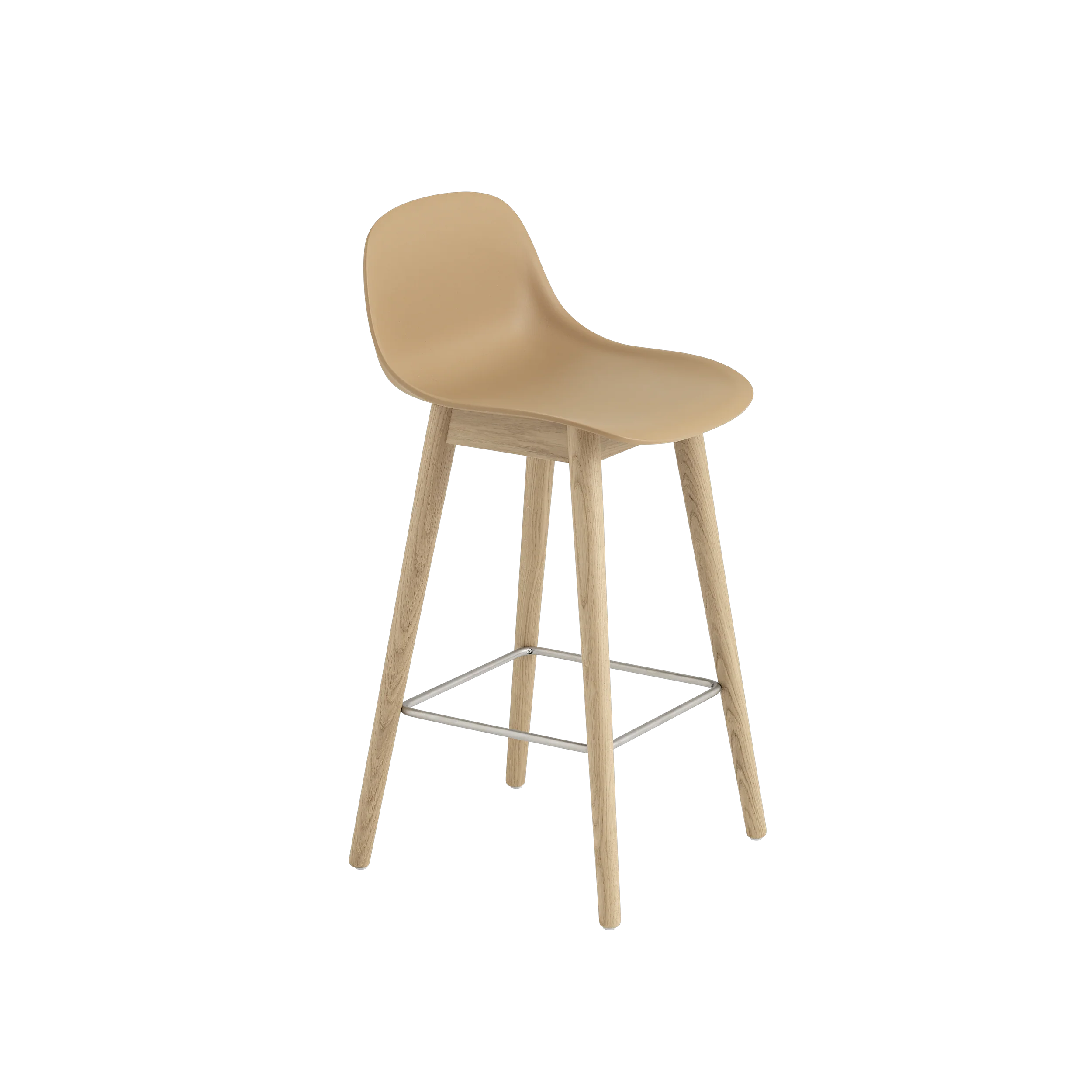 Muuto Fiber Counter & Bar Stool with Backrest - Wood Base - Recycled Plastic - Image 6