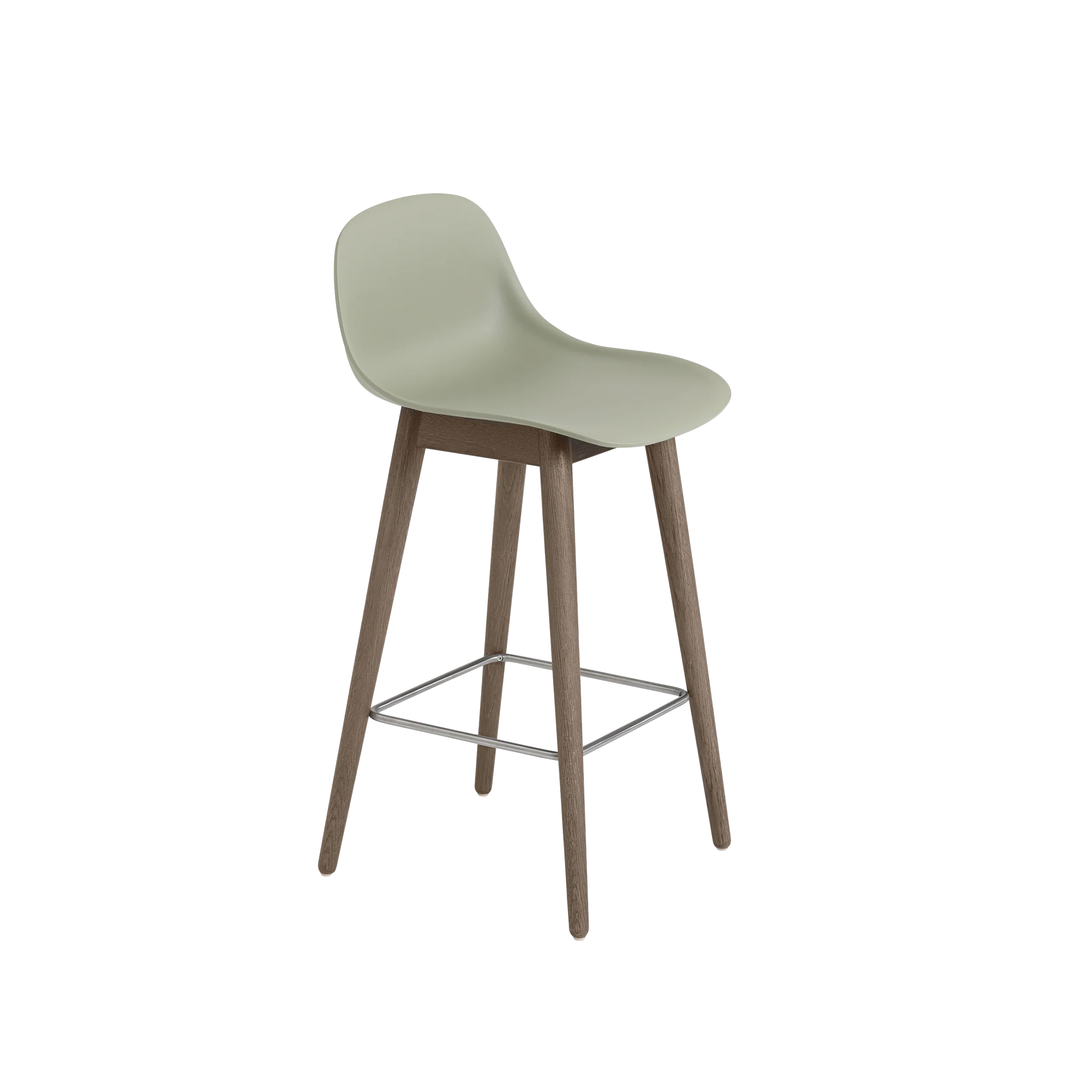 Muuto Fiber Counter & Bar Stool with Backrest - Wood Base - Recycled Plastic - Image 7