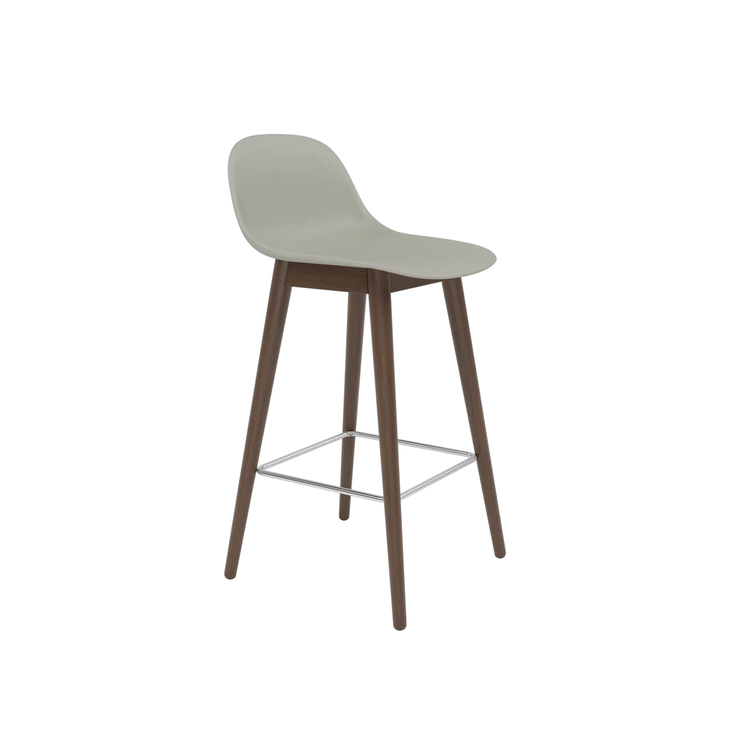 Muuto Fiber Counter & Bar Stool with Backrest - Wood Base - Recycled Plastic - Image 8