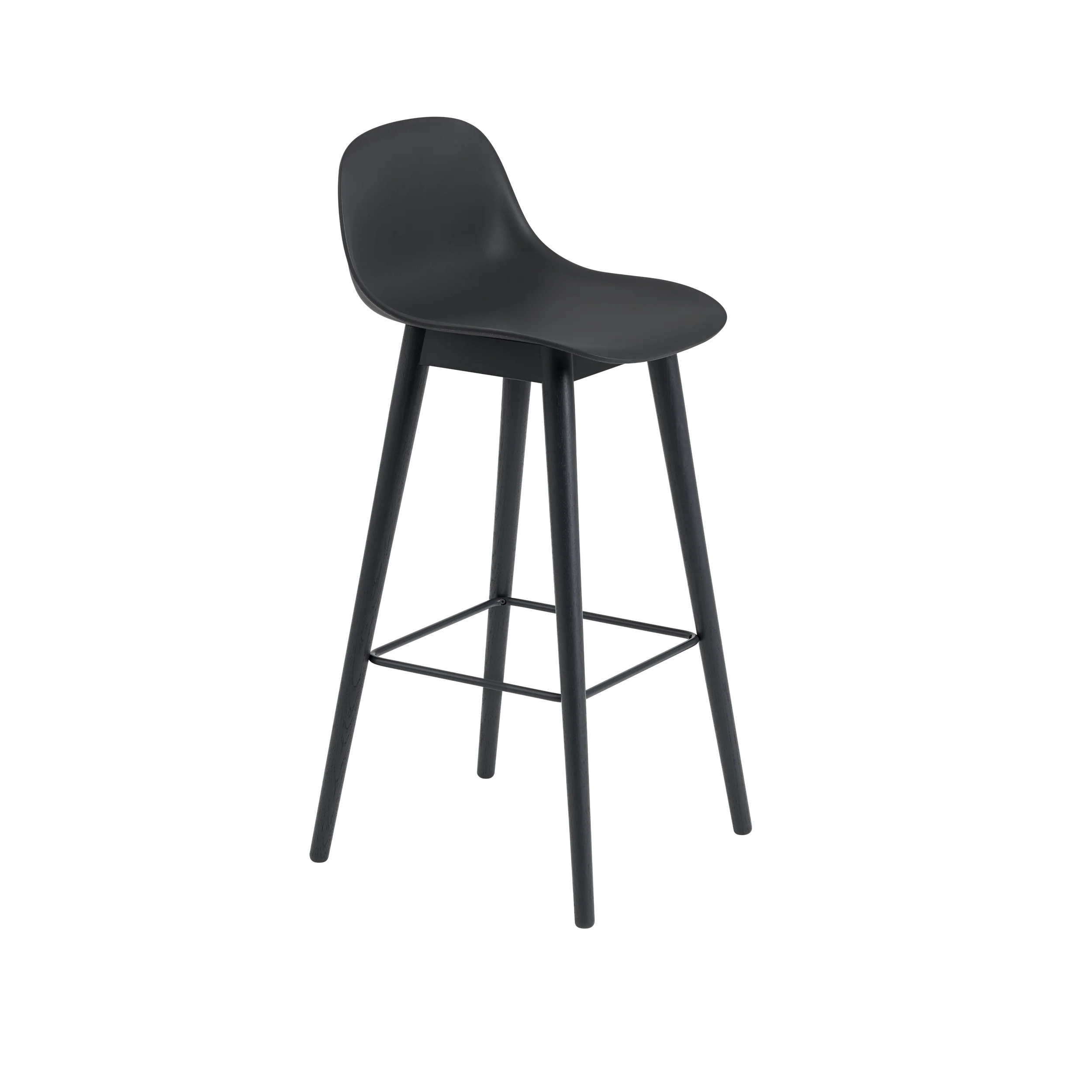 Muuto Fiber Counter & Bar Stool with Backrest - Wood Base - Recycled Plastic - Image 9