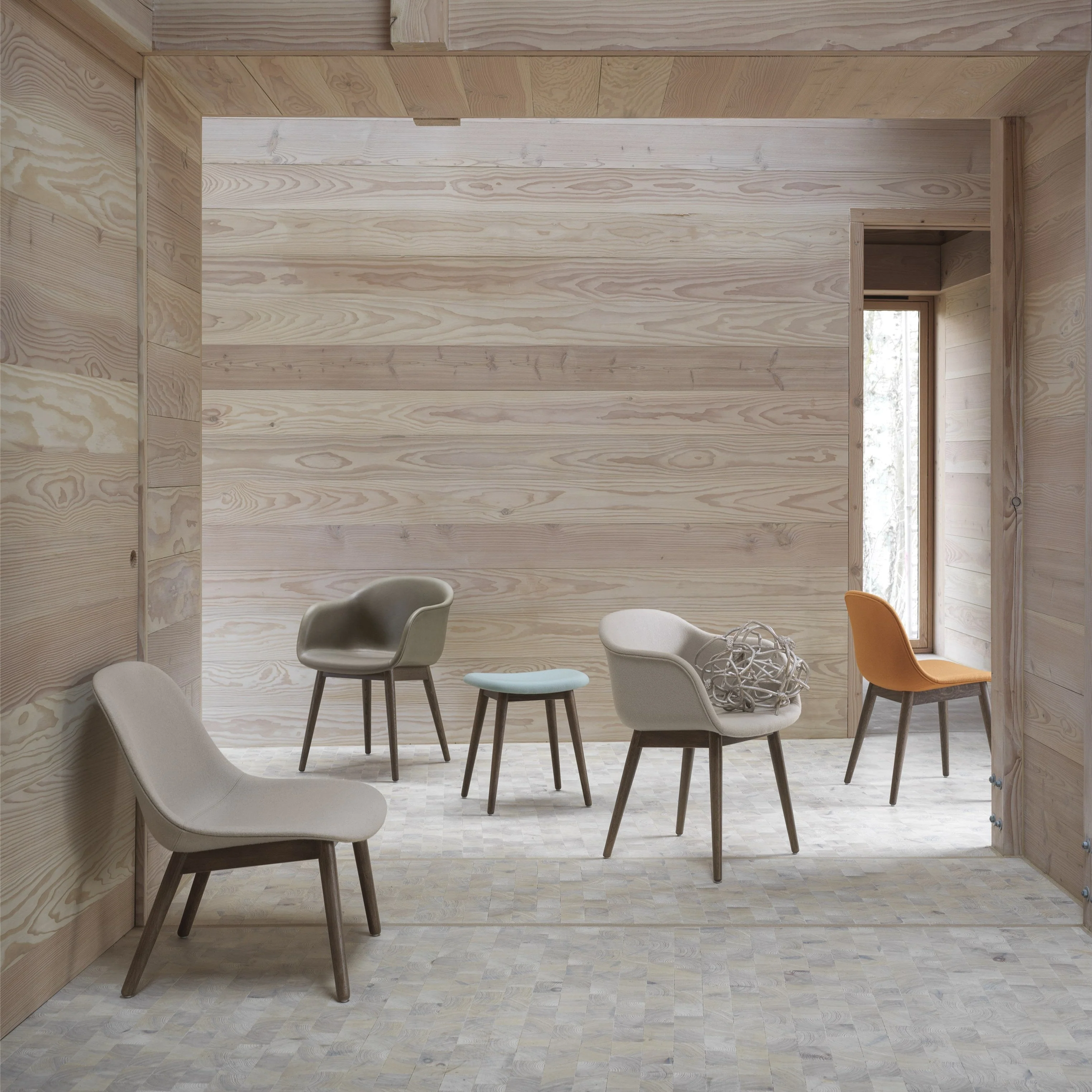 Muuto Fiber Low Stool - Wood Base - Recycled Plastic - Various Colours - Image 2